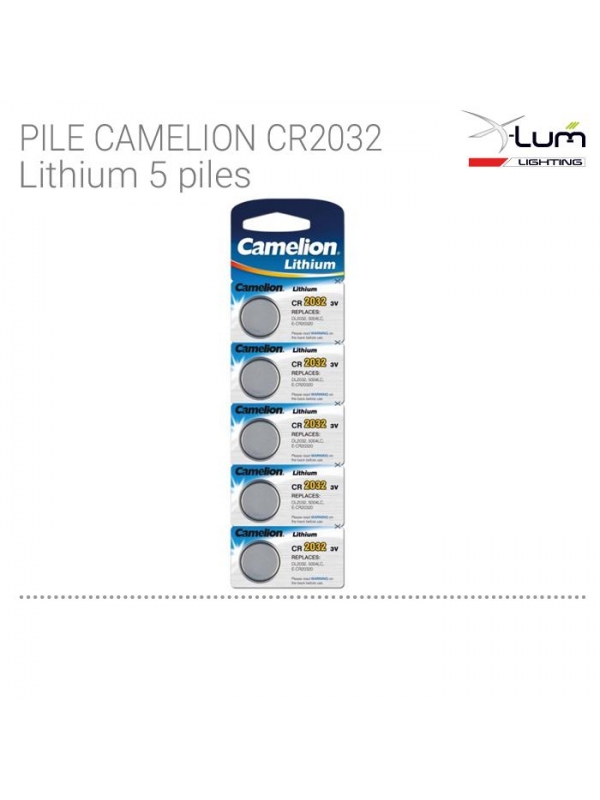 Piles CR 2032 3V - Pack de 5 - Lithium - PACALED SAS