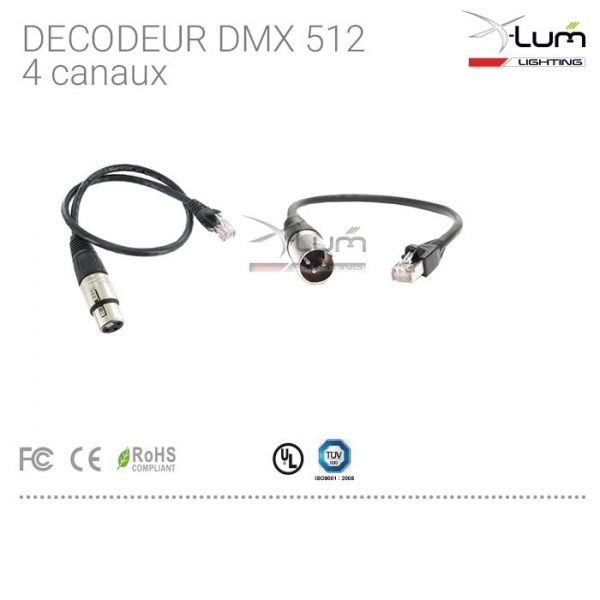 Lot 2 cables RJ45 vers XLR M-F pour decodeur DMX 512.